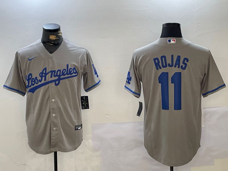 Men Los Angeles Dodgers #11 Rojas Grey Game 2024 Nike MLB Jersey style 1016